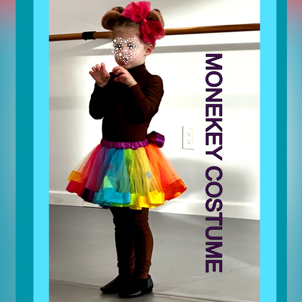 🐒Monkey Costume Tutu W/ Monkey Ears Headband ~ Bonus: 🦋Butterfly Wings